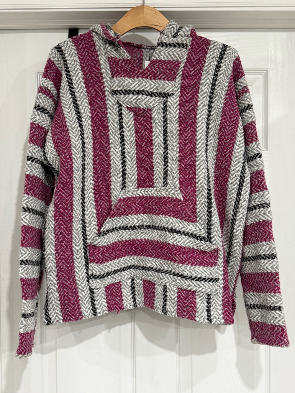 Striped Hooded Sweater - Pink & White